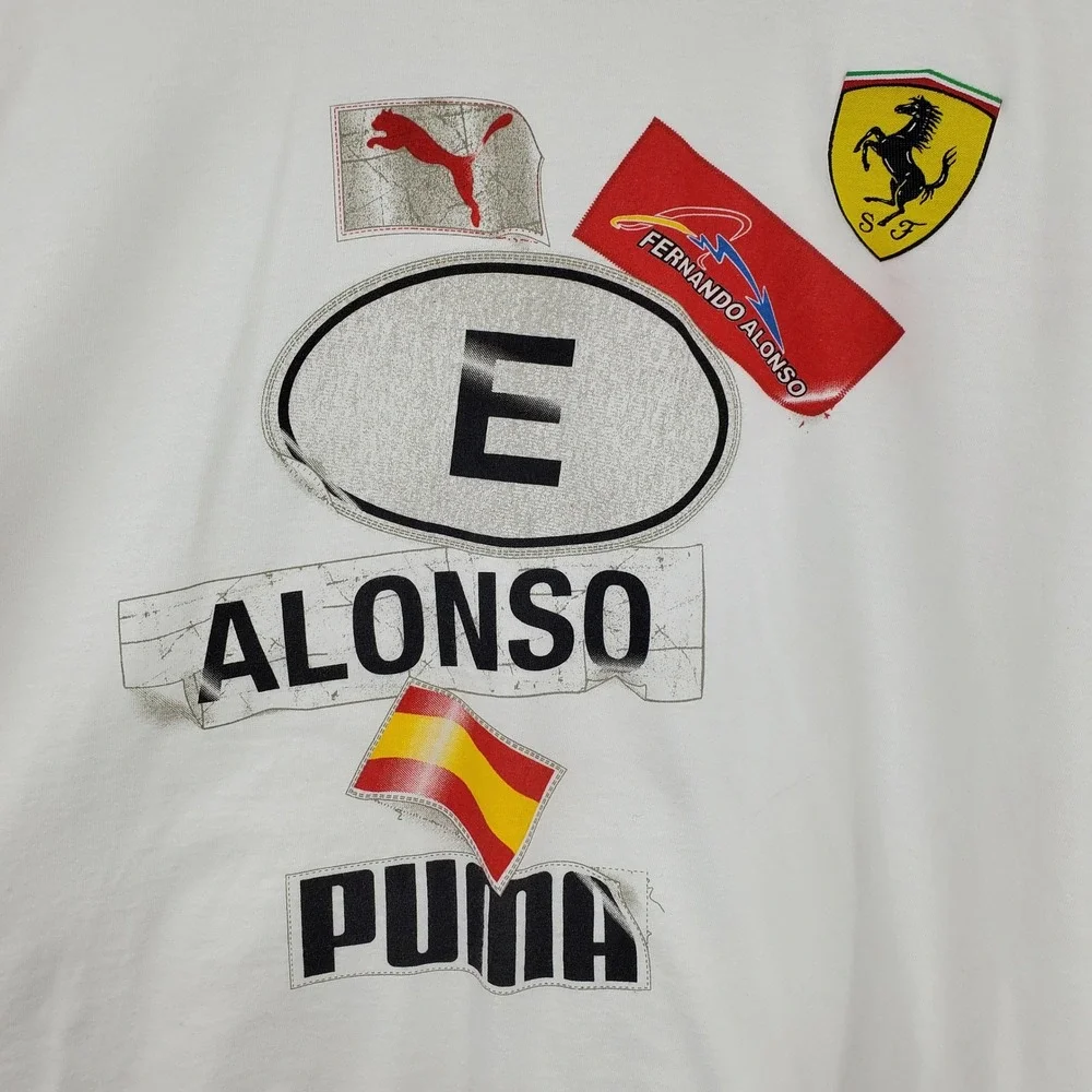 Puma Scuderia Ferrari Fernando Alonso White Graphic‎ T-Shirt Men's Large